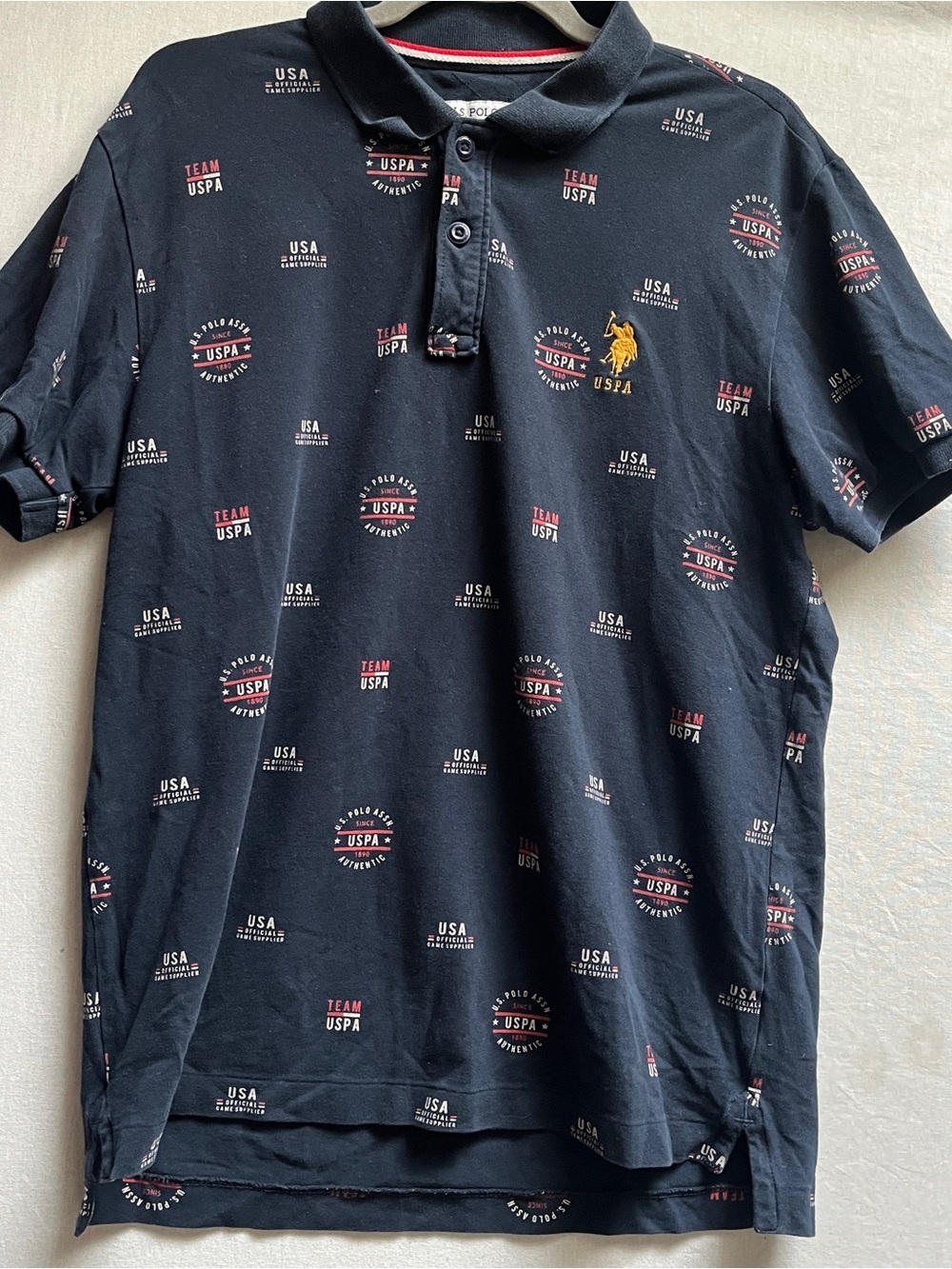 USPA Men’s All Over Logo Print Polo Shirt M